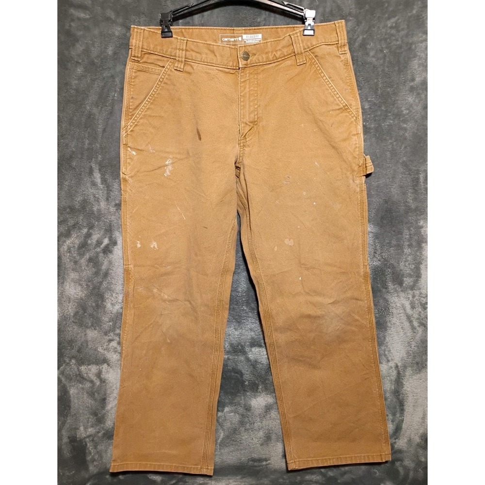 Carhartt Thrashed/Stained Rugged Flex Relaxed Fit Duck Utility Work Pants 33X27